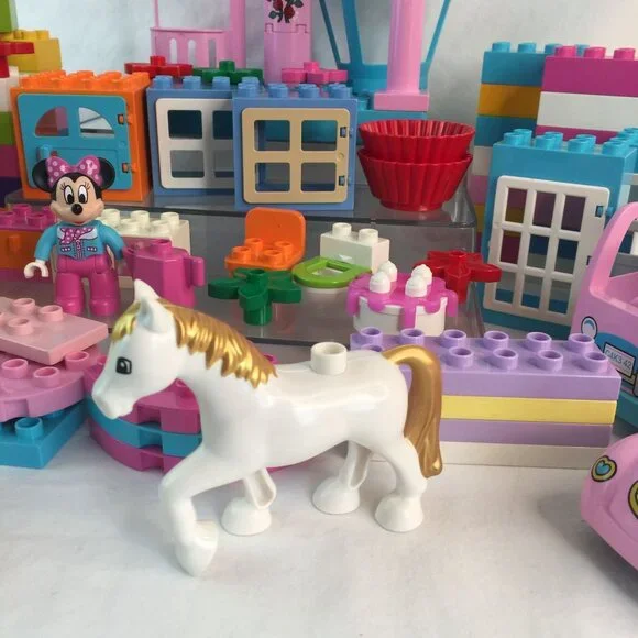 Lego Duplo Pastel Blocks 140+ Pc Lot Disney Minnie Mouse Plane Car Cafe Van - Picture 4 of 10